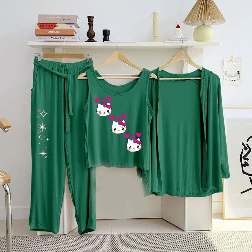 New 3-Piece Printed Night (Green)