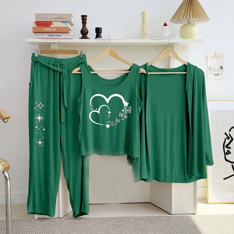 New 3-Piece Printed Night (Green)