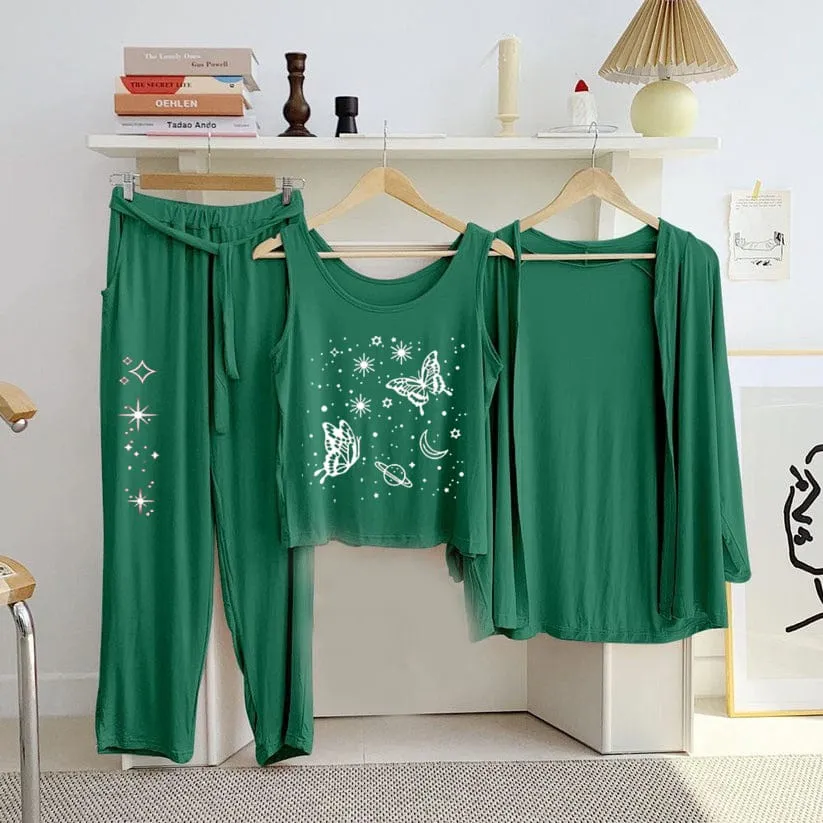 New 3-Piece Printed Night (Green)