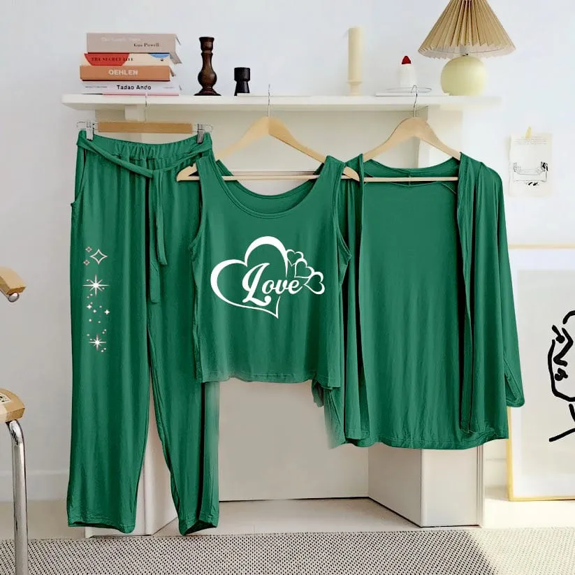 New 3-Piece Printed Night (Green)