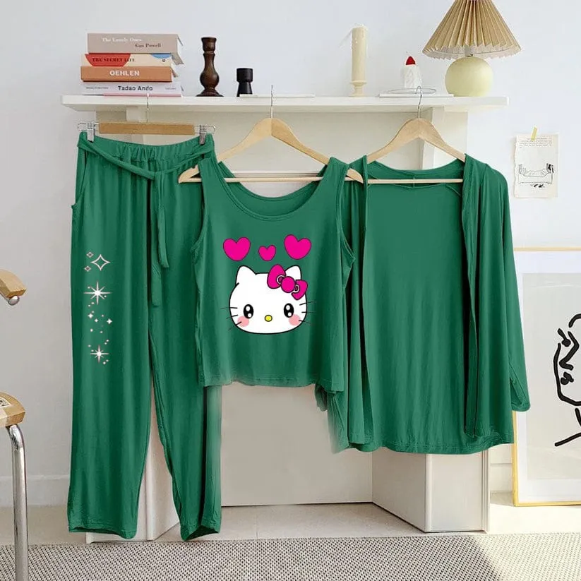 New 3-Piece Printed Night (Green)