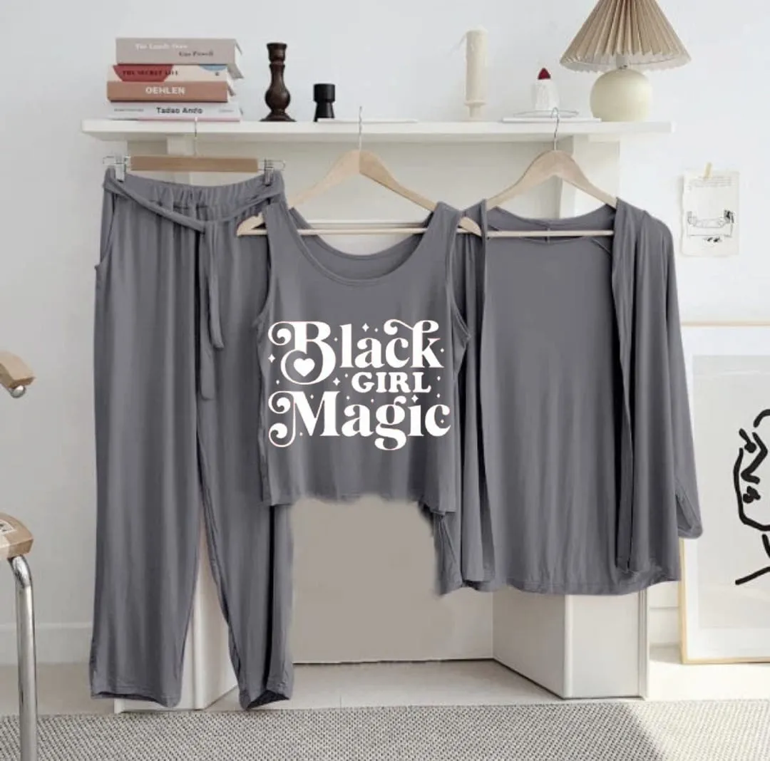 New 3-Piece Printed Night Suits (Grey)