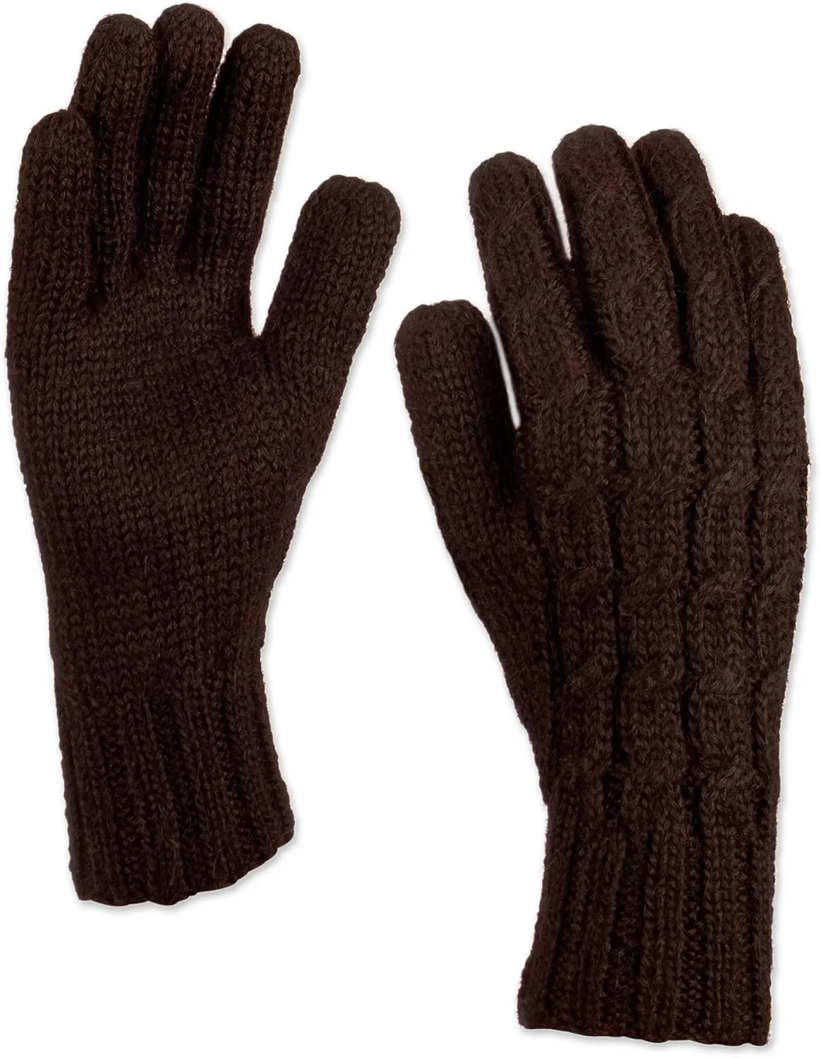 NOVICA Artisan Handmade Wool100% Alpaca Gloves Cable Knit in Light Mauve from Peru