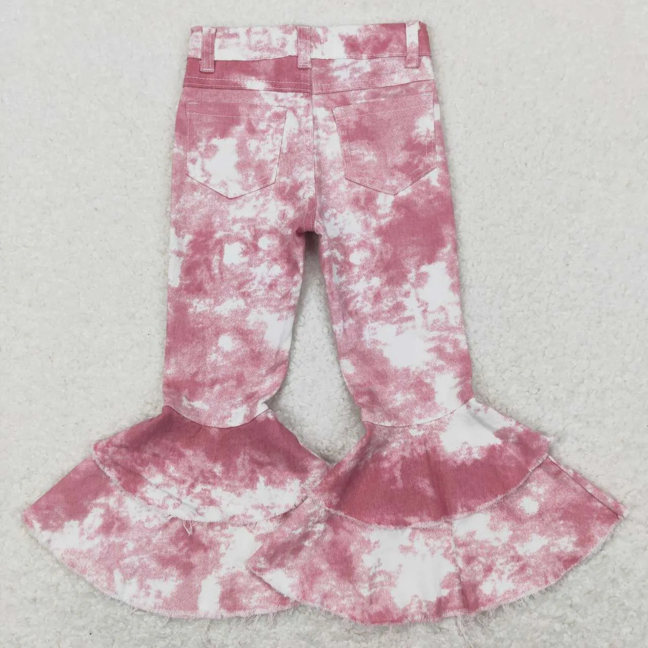 P0399 baby girl clothes pink and white bell bottom jeans