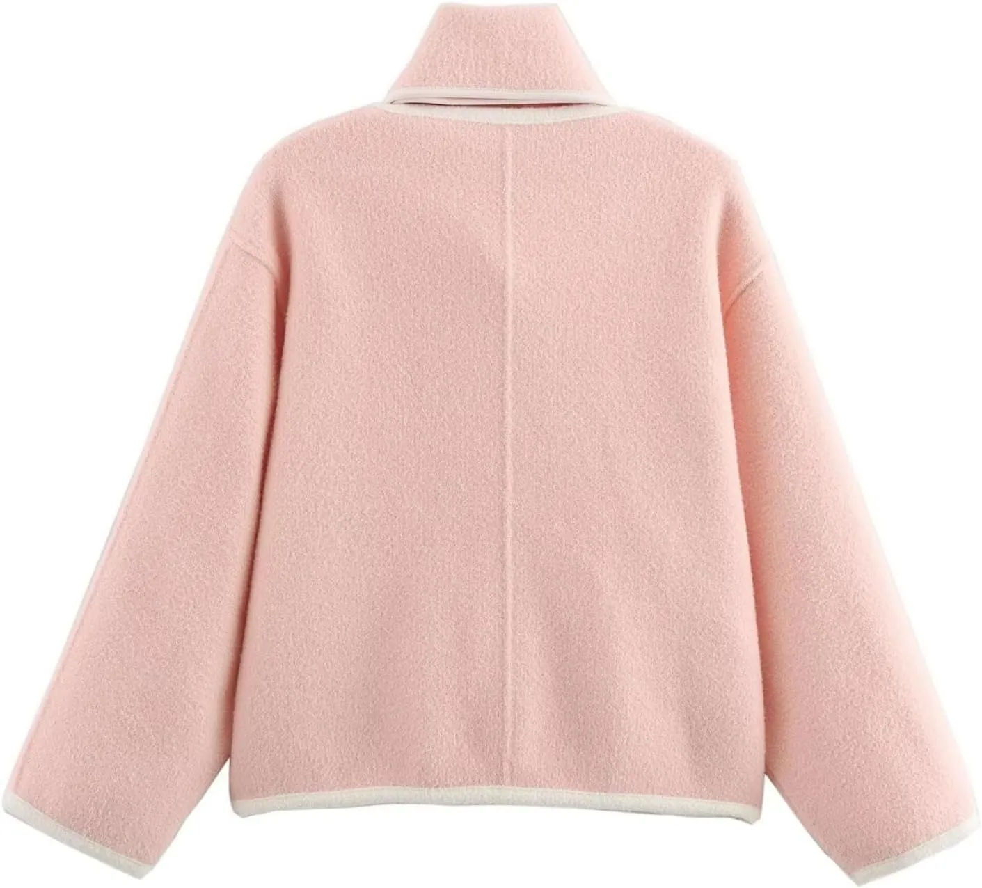 Perbai Womens Scarf Jacket Cropped Wool Blend Jacket Button Down Long Sleeve Color Block Winter Coats