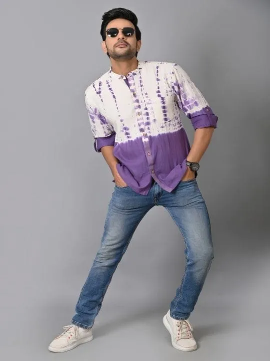 Purple Tie Dye Men Shirt