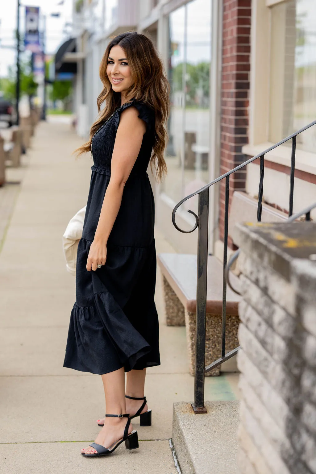 Smocked Top Tiered Midi Dress