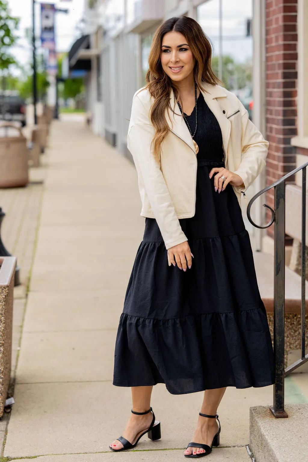 Smocked Top Tiered Midi Dress
