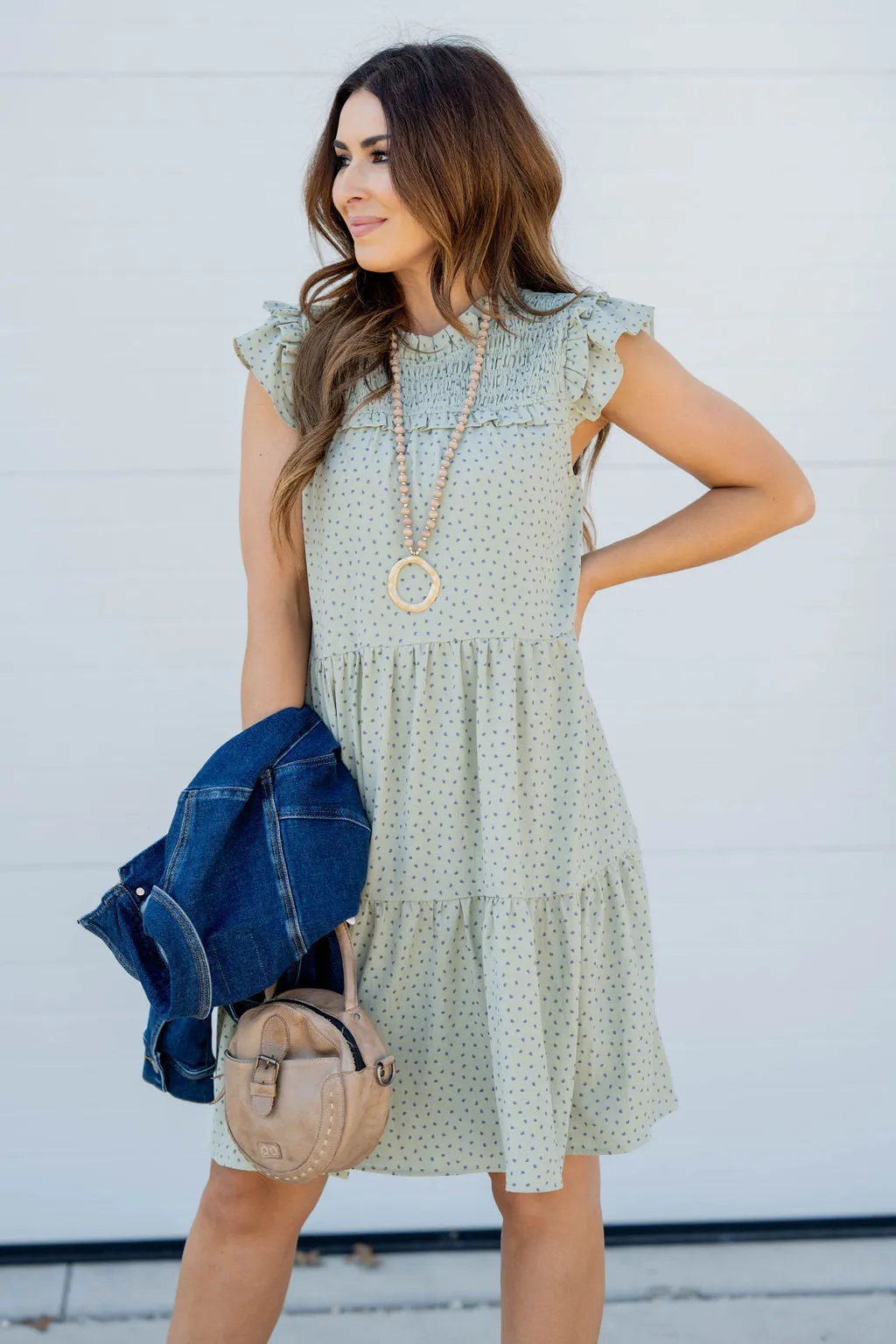 Speckled Smocked Top Dress