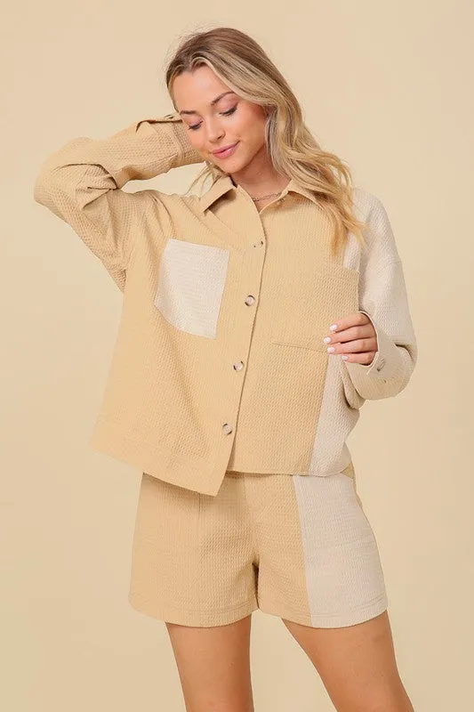 Taupe/Cream Color Block Jacket
