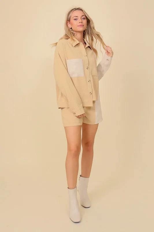 Taupe/Cream Color Block Jacket