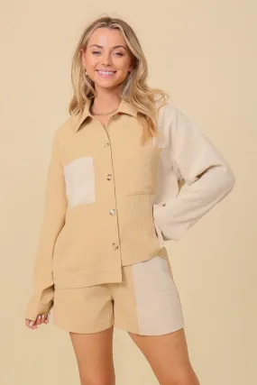 Taupe/Cream Color Block Jacket