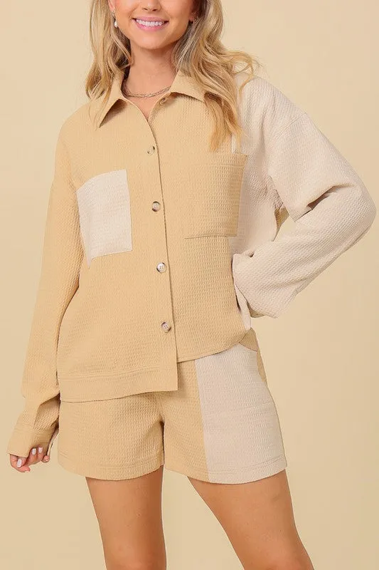 Taupe/Cream Color Block Jacket