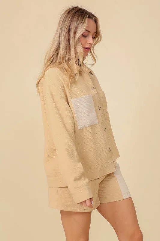 Taupe/Cream Color Block Jacket