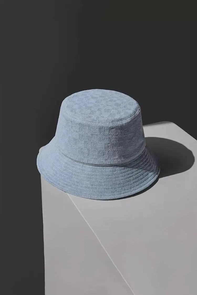 Vintage Denim Bucket Hat with Pearl Design