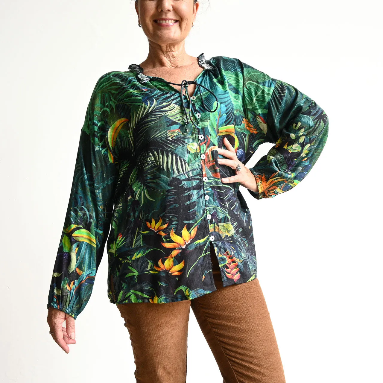 Vogue Button Through Blouse by Orientique Australia - Amazon - 72467