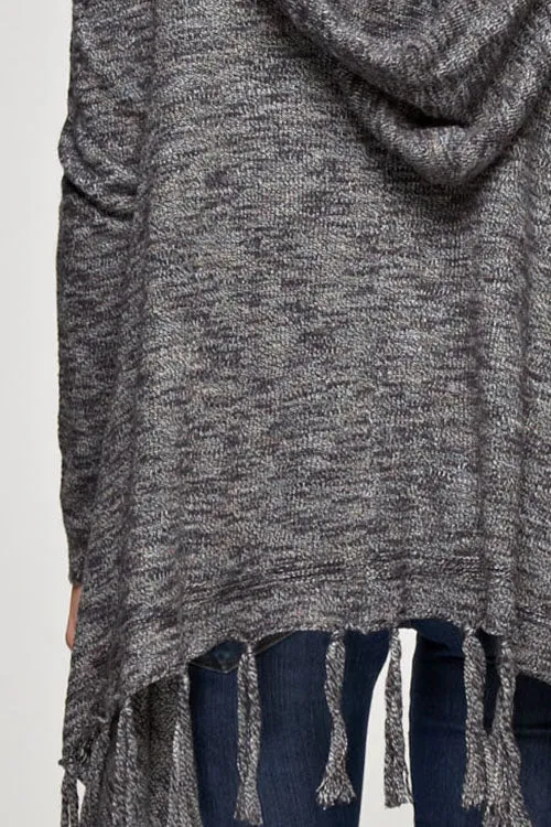 Western Burnout Knit Hooded Cardigan
