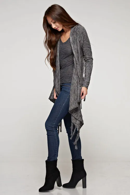 Western Burnout Knit Hooded Cardigan