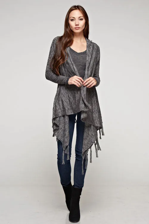 Western Burnout Knit Hooded Cardigan