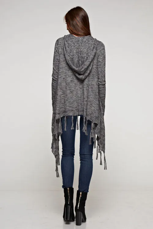 Western Burnout Knit Hooded Cardigan
