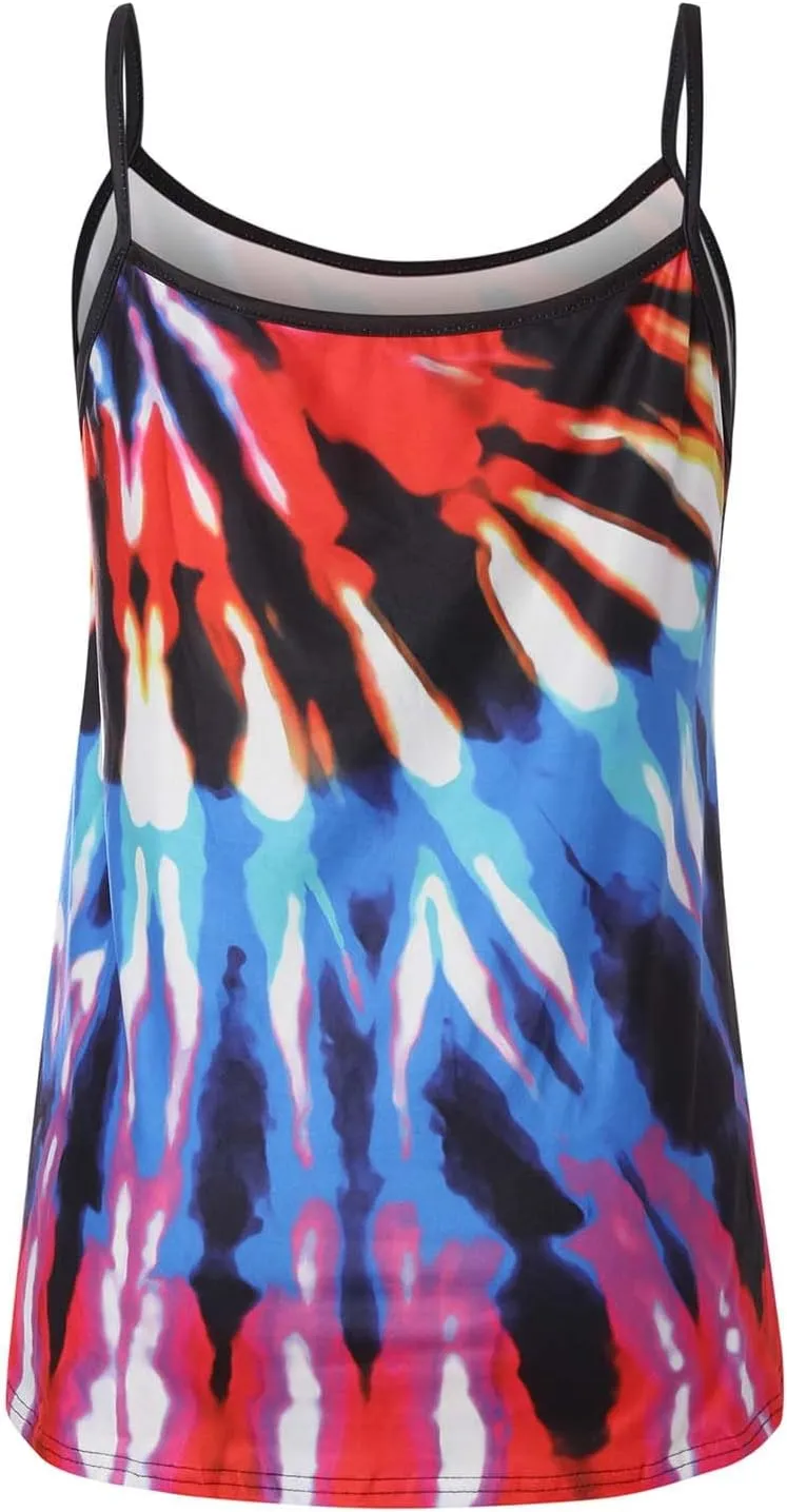Women Casual Plus Size Top Sexy Summer Spaghetti Strap Loose T Shirt Sleeveless Blouse Relaxed Fit Breathable Tee