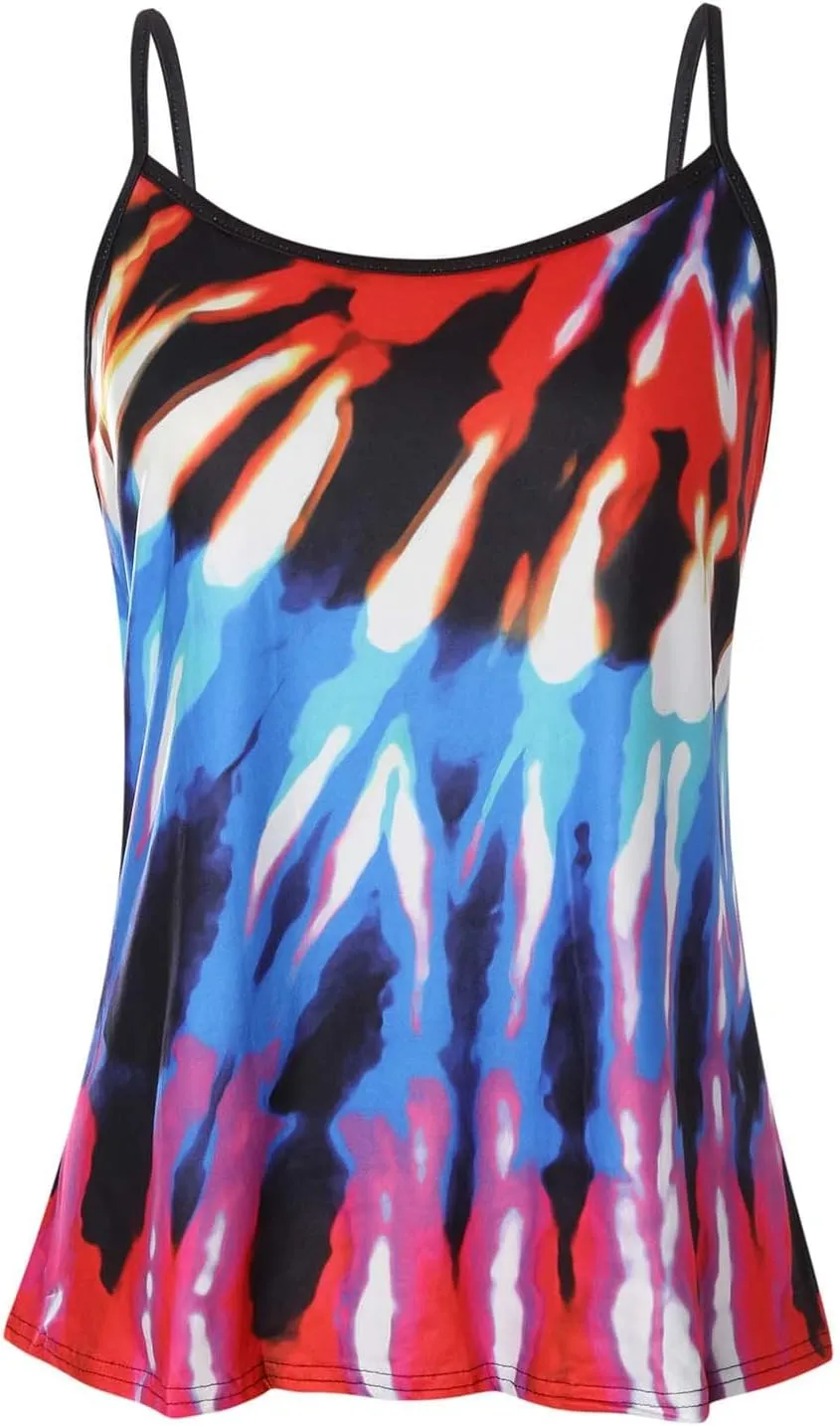 Women Casual Plus Size Top Sexy Summer Spaghetti Strap Loose T Shirt Sleeveless Blouse Relaxed Fit Breathable Tee