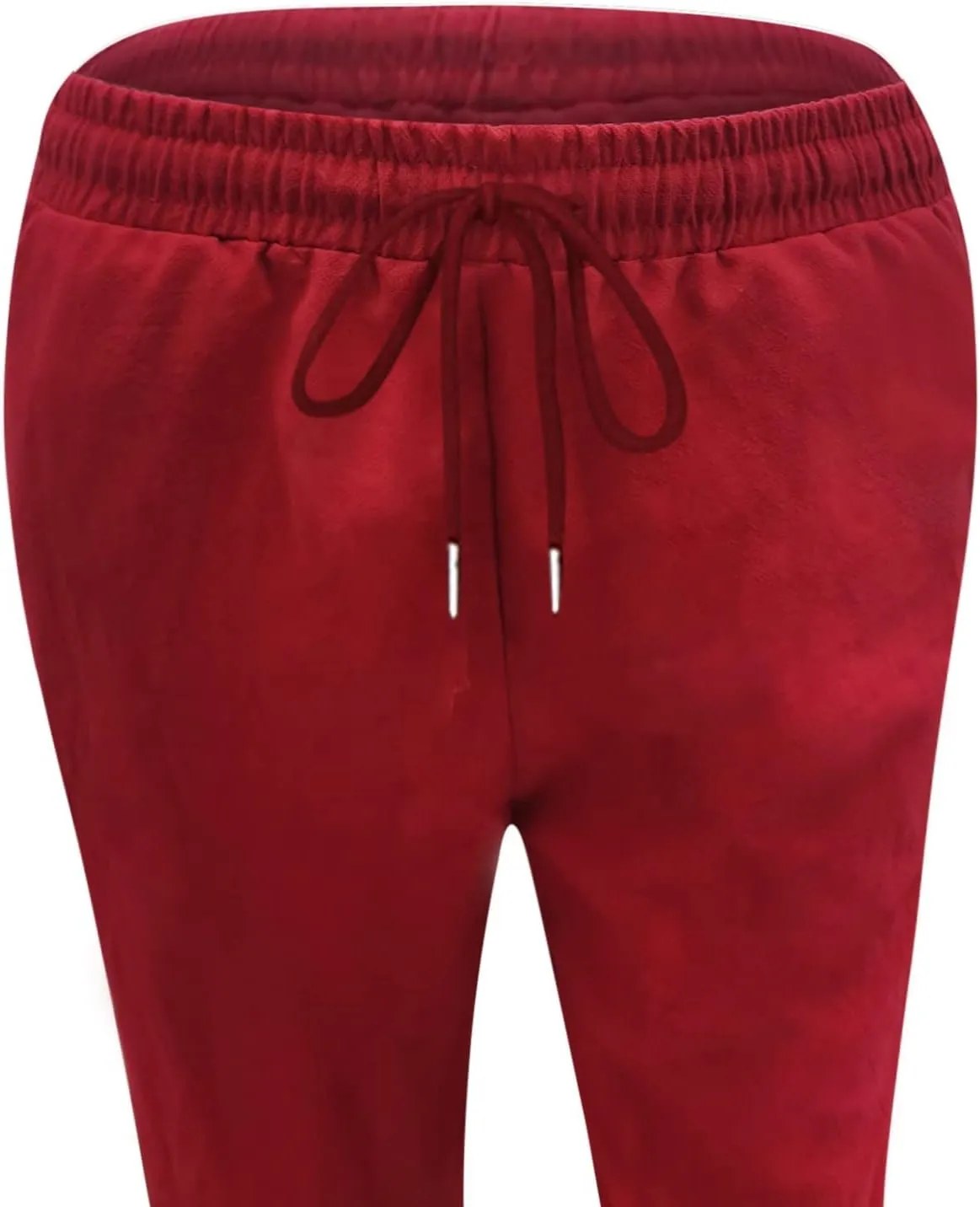 Women's Casual Cotton Linen Pants Relaxed Fit Elastic Waist Straight Leg Comfy Solid Color Pockets Lounge Long Trouser