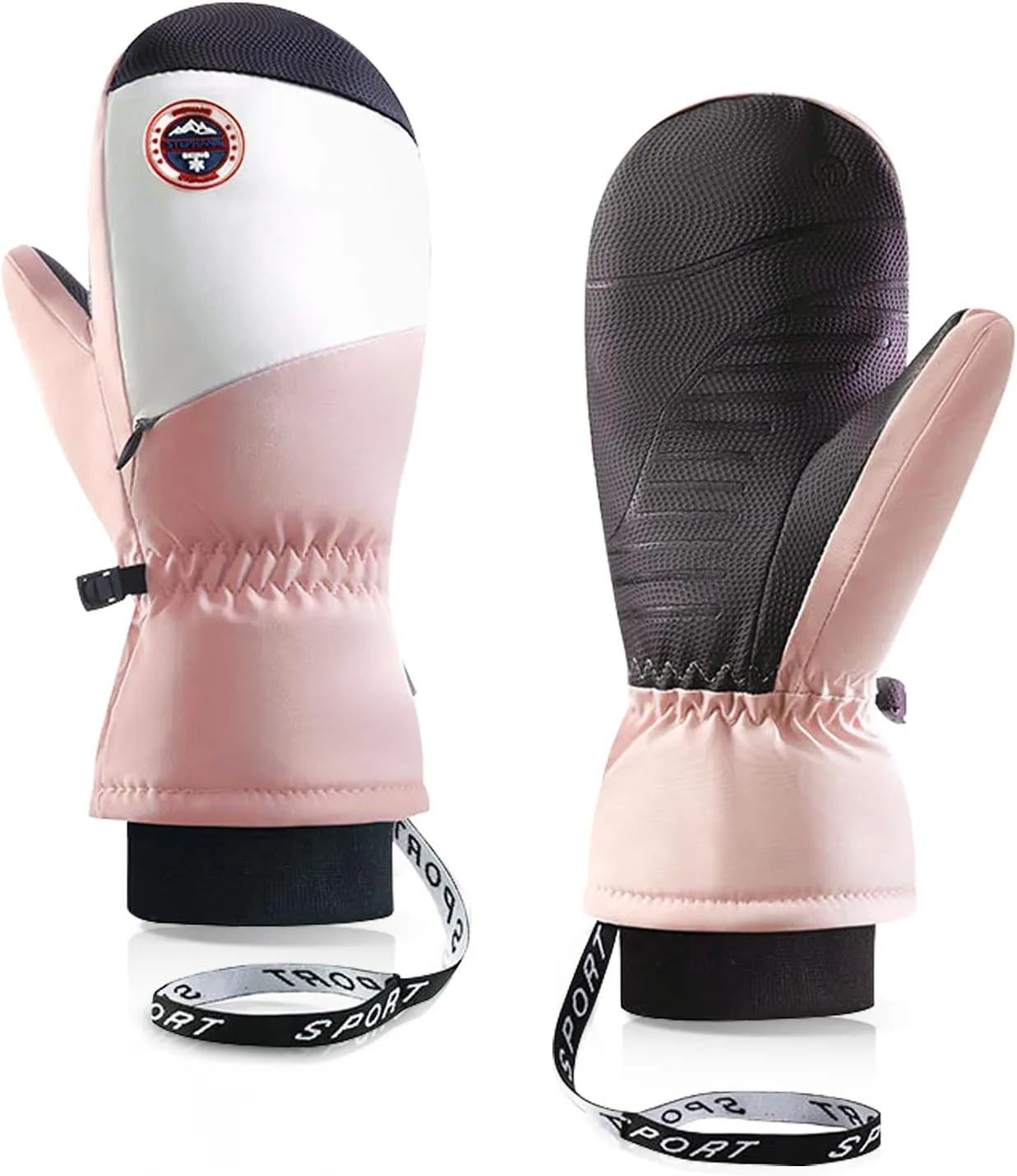 Women's Ski Mittens, Waterproof Thermal Winter Gloves for Skiing Running and Cycling